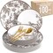 Trendables Fancy Plastic Wedding Dinnerware Set – Gold Disposable Forks Spoons Knives, 10” Charger Plates & 8” Dessert Plates – Elegant Reception, Holiday, Banquet & Special Event Supplies